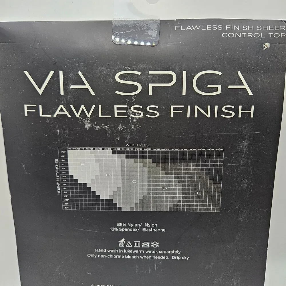 Via Spiga Flawless Finish Control Top Nude Sheer Pantyhose Support‎ Size C